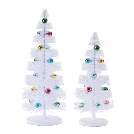 Melrose White Mini Christmas Tree Ornaments Set